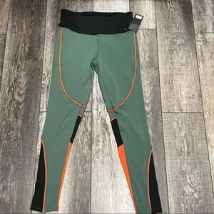 NWT Kimberly Color Block Green Orange Black Leggings Size Medium